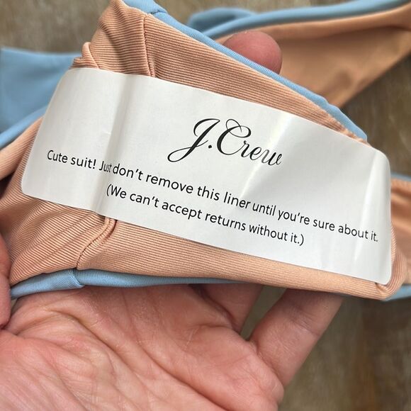 J Crew Swimsuit Size Medium Curved‎ Waist Cheeky Bikini Bottom Light Blue - Picture 5 of 6